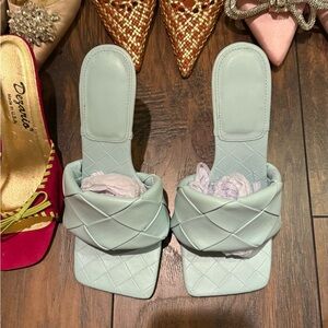 Women's Light Blue Quilted Sandals